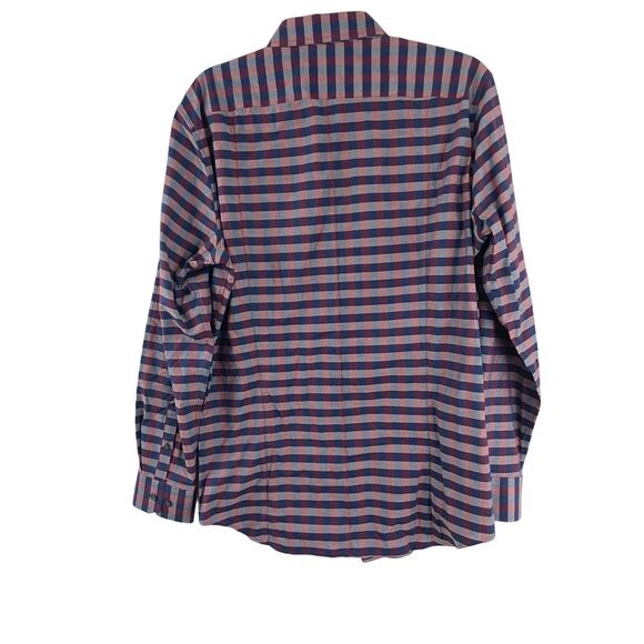 Banana Republic Medium Button Shirt Slim Fit Long Sleeve Blue Red Plaid Gray - Picture 10 of 10